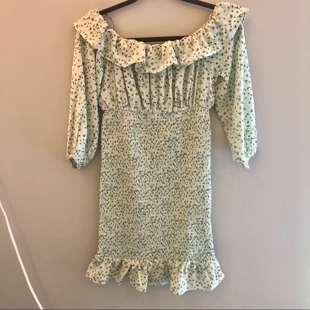 darling, floral bodycon dress with balloon sleeves